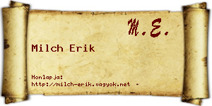 Milch Erik névjegykártya